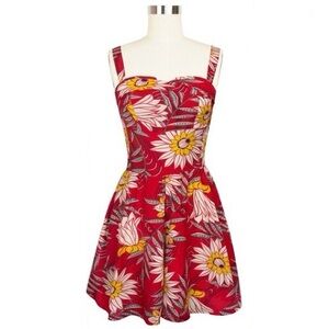 Trashy Diva Red Waterlillies Trixie Romper EUC